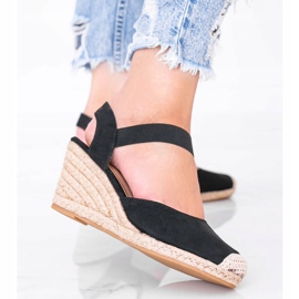 Crne espadrile na klinu Louise crno 2