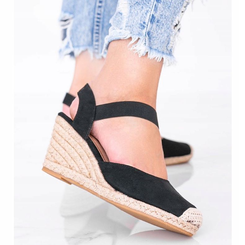 Crne espadrile na klinu Louise crno 2