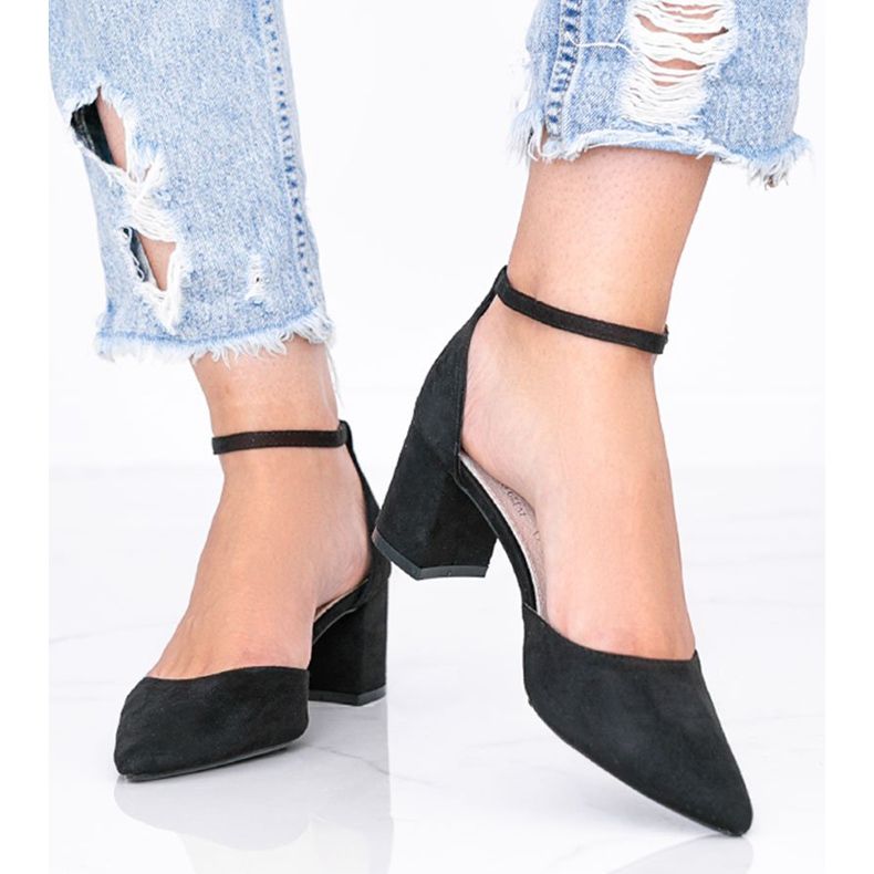 Crne pumpe na niskom Gemma stupu crna 1