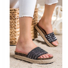 Groto Gogo Crne papuče sa klinovima crna 2