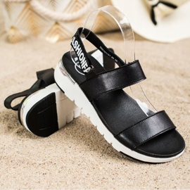 Filippo Kožne sandale s čičak trakom crna 1