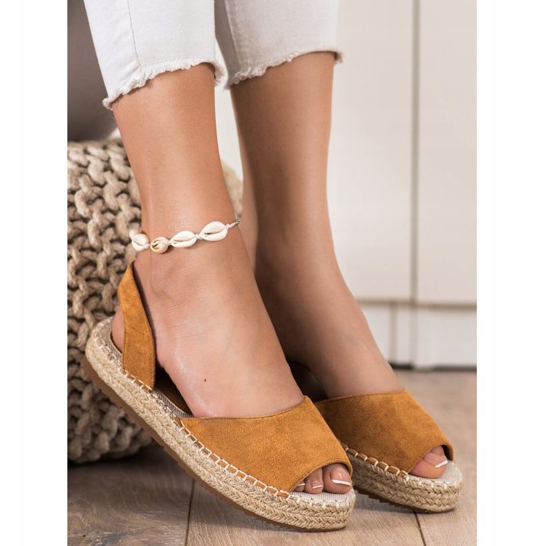 Ideal Shoes Klizne espadrile smeđa 2