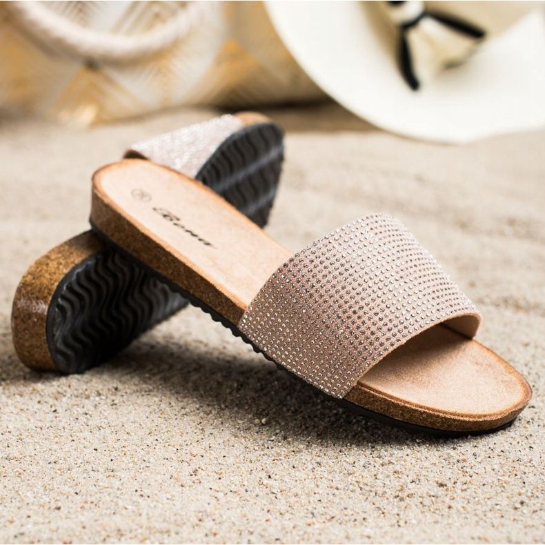 Bona Elegantne papuče s kubnim cirkonijem ružičasta 1