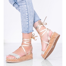 Zlatne sandale vezane cirkonima Ves zlatna 1