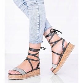 Crne sandale vezane cirkonima Ves crno 1