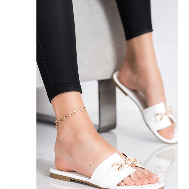 Renda Elegantne papuče s ukrasom bijela 1