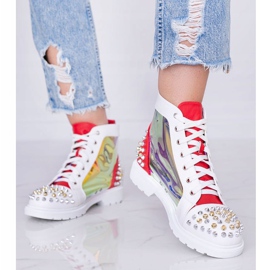 Bijele i crvene prozirne čizme s Lea klinovima bijela crvena 1