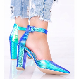 Plave holografske pumpe na Ashley stupu plava 1