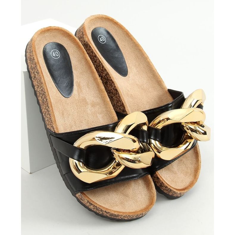 Crne papuče s debelim lancem crne CK201 Crne crna 1