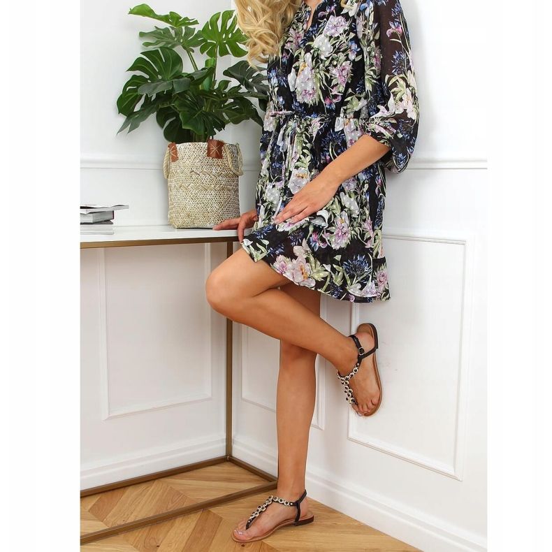 Sandale japanke s kamenjem crne 620-71 Crne crna 1