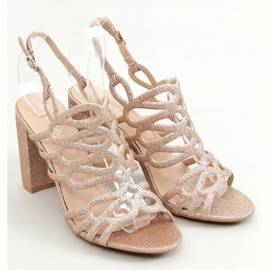 Sandale na visoku petu sa šampanjcem 5099 Champagne ružičasta zlatni 1