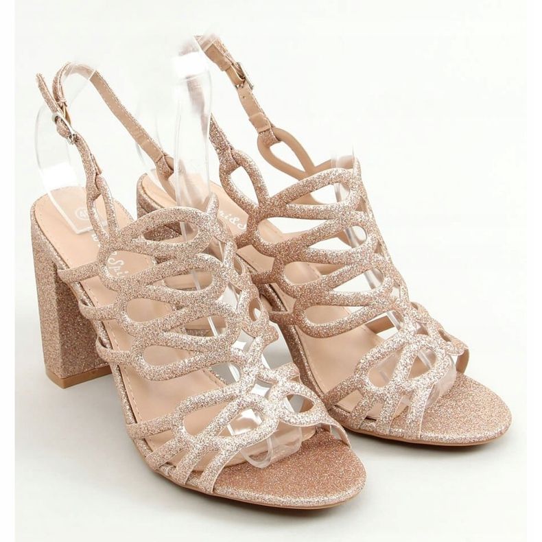 Sandale na visoku petu sa šampanjcem 5099 Champagne ružičasta zlatna 1