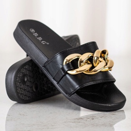 SHELOVET Crne papuče s ukrasom crna 1