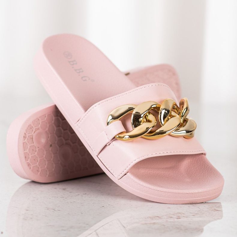 SHELOVET Ružičaste papuče s ukrasom ružičasta 2