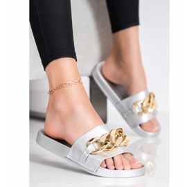 SHELOVET Srebrne papuče s ukrasom srebro 2