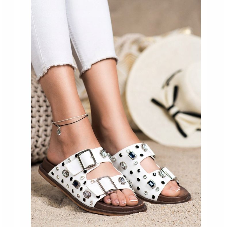 Seastar Moderne japanke s kristalima bijela 1