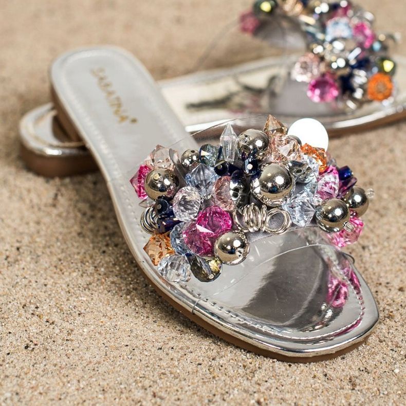 Sabatina Prozirne papuče s ukrasima siva 1