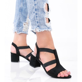 Crne sandale na niskom Forte stupu crna 1