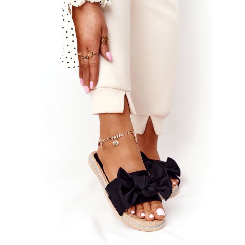 MSMG Crne Andrea gumene papuče s mašnom crna 1