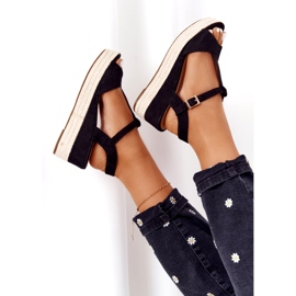 PG1 Crne sandale na klin Graciosa 9R93 Crna 5