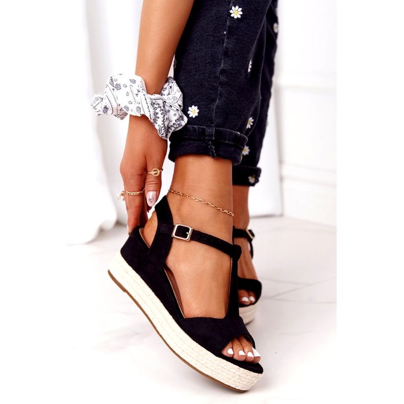 PG1 Crne sandale na klin Graciosa 9R93 Crna 3