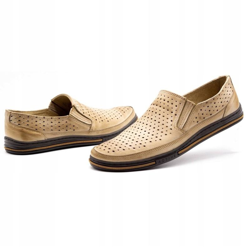 Polbut Muške ažurne cipele 2107P, bež 5