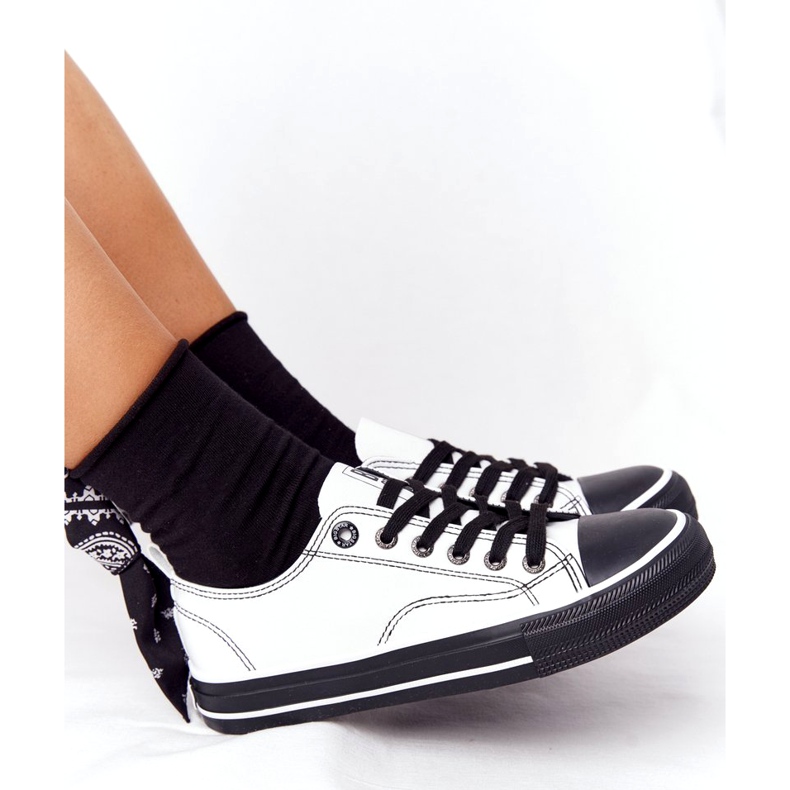 Ženske kožne tenisice Big Star HH274147 Bijele i crne bijela crna 3