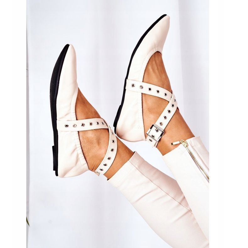 Sklopive kožne balerinke Lu Boo Bež 1