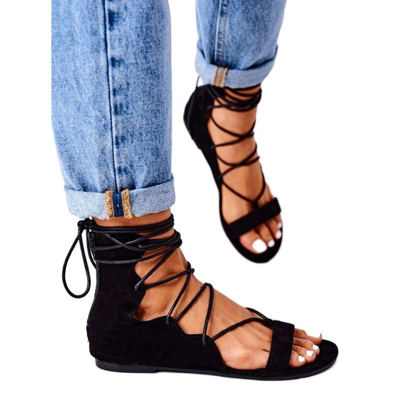 Crne Lu Boo gladijatorske sandale crno 2