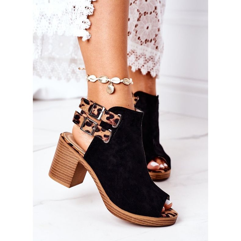 Sandale od antilopa na baru Lu Boo Black Leopard smeđa crna 2