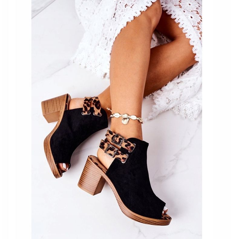 Sandale od antilopa na baru Lu Boo Black Leopard smeđa crna 1