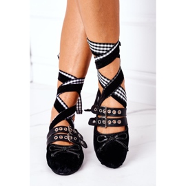 Vezane velur Lu Boo crne balerine crna 1