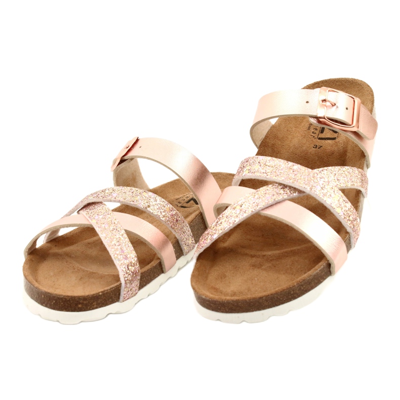 IZZI Žensko metalni flip-flops-pink zlatno zlato ružičasta 2