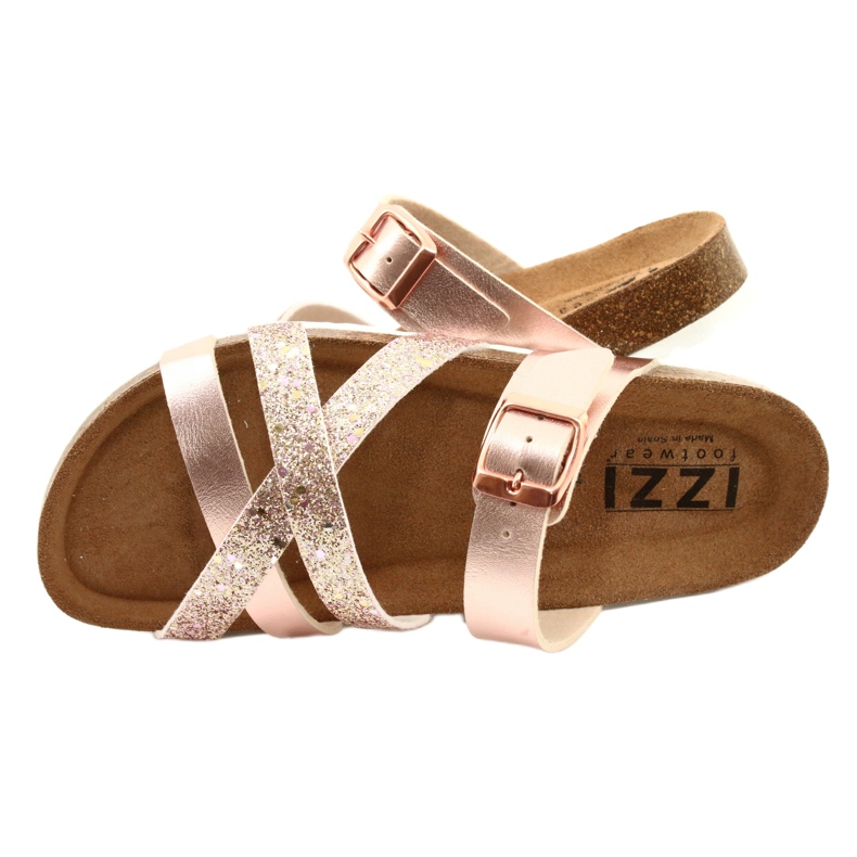 IZZI Žensko metalni flip-flops-pink zlatno zlato ružičasta 4