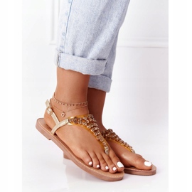 Sandale Japanke s kamenjem Lu Boo Golden zlatni 2