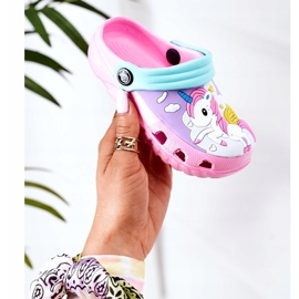 Dječje papuče od pjene Crocs Pink tirkizna Oscar plava ružičasta 1