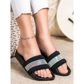 SHELOVET Papuče s kubnim cirkonijem crna 1