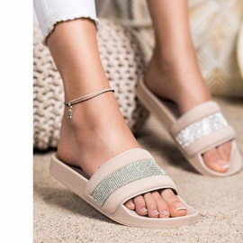 SHELOVET Papuče s kubnim cirkonijem bež 1