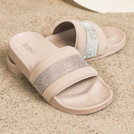 SHELOVET Papuče s kubnim cirkonijem bež 2