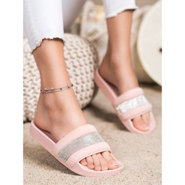 SHELOVET Papuče s kubnim cirkonijem ružičasta 2