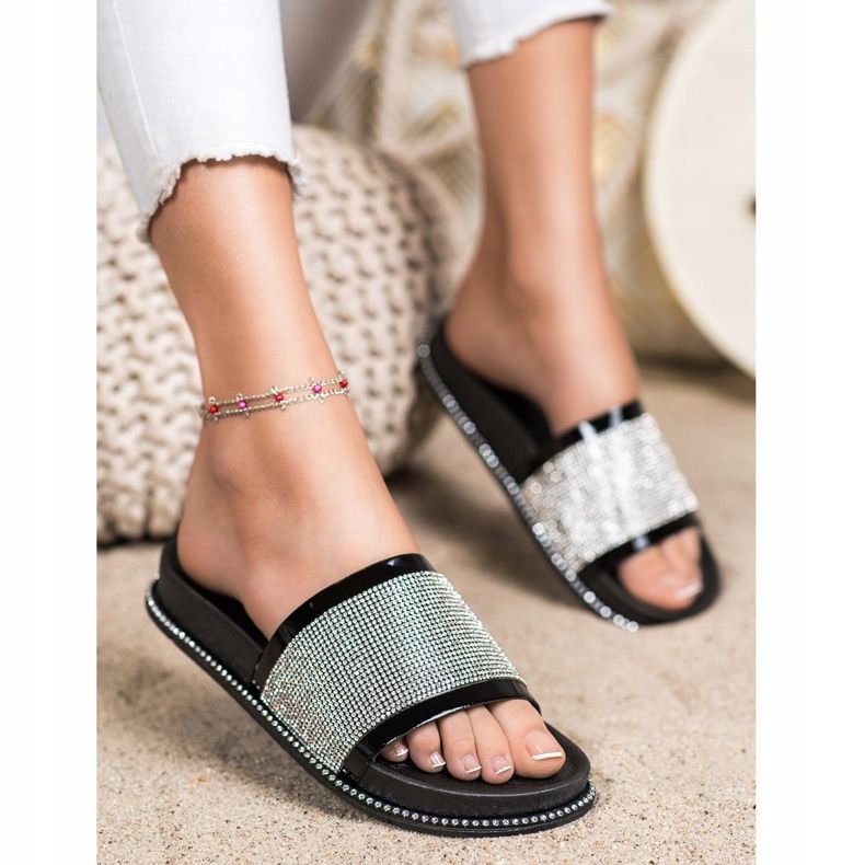 SHELOVET Sjajne crne papuče crna 1