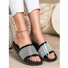 SHELOVET Sjajne crne papuče crna 2