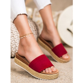 SHELOVET Klasične papuče na platformi crvena 1