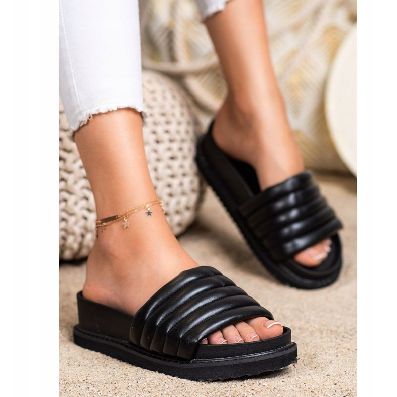 Seastar Lagane eko kožne papuče crno 1