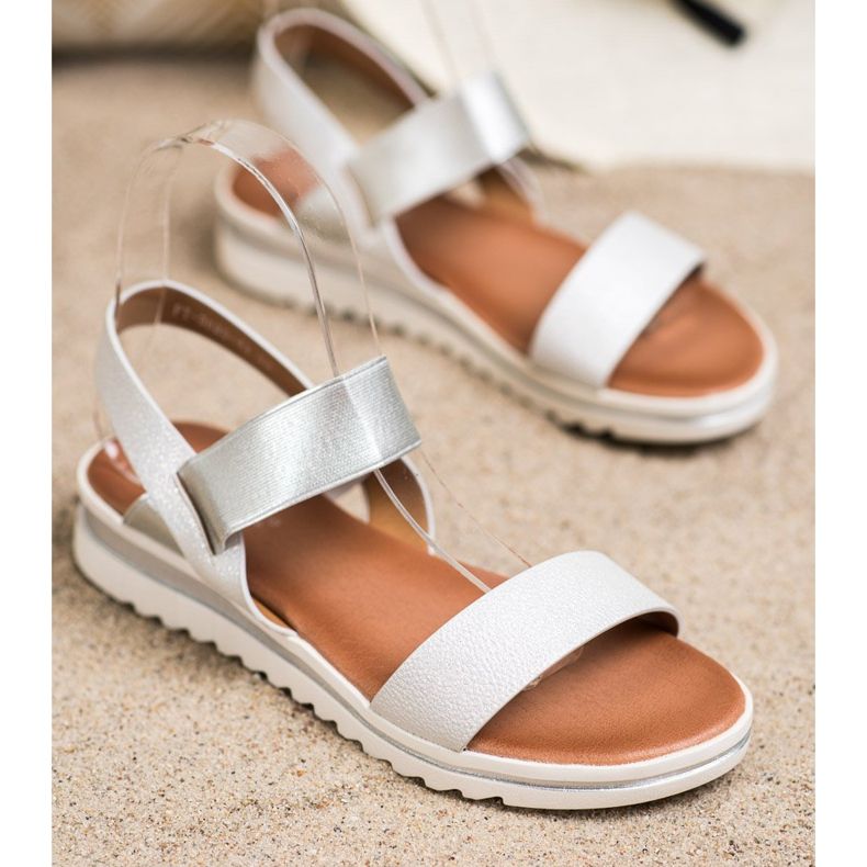 Best Shoes Modne klizne sandale srebro 2