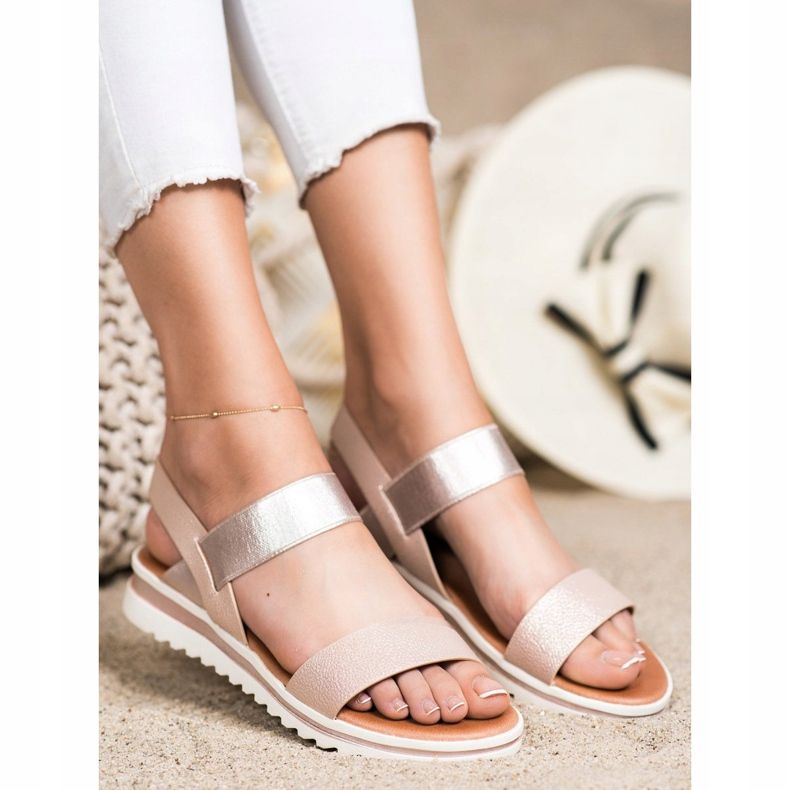 Best Shoes Modne klizne sandale ružičasta zlatna 1