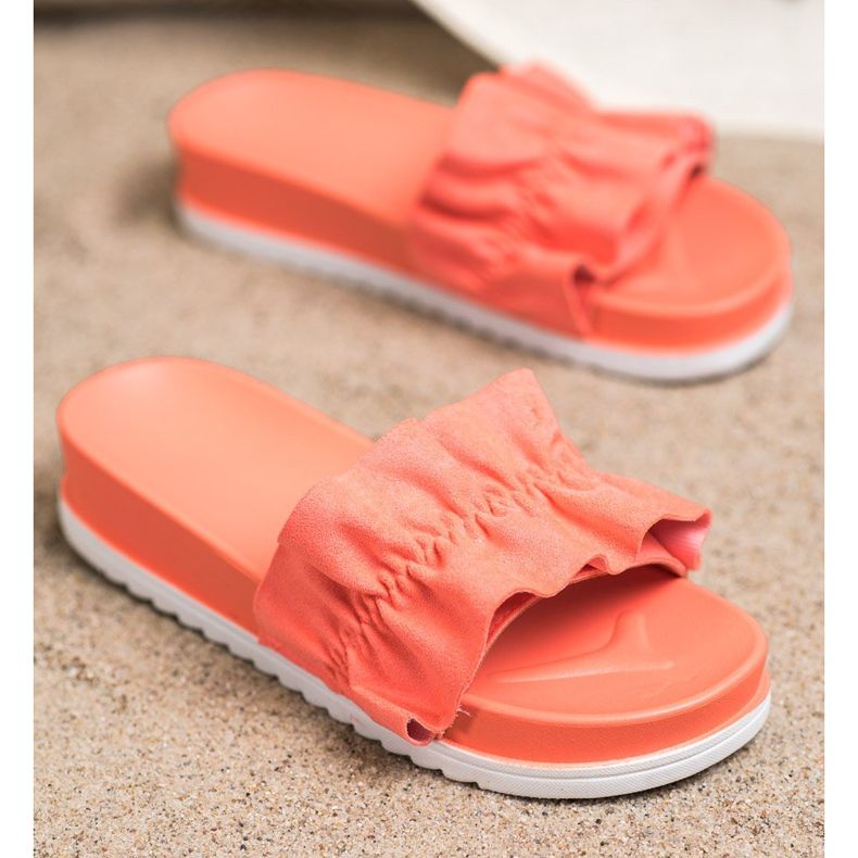 SHELOVET Koraljne papuče na platformi naranča ružičasta 1