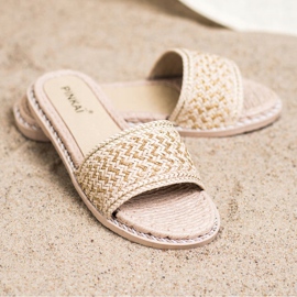 SHELOVET Ležerne pletene papuče bež 2