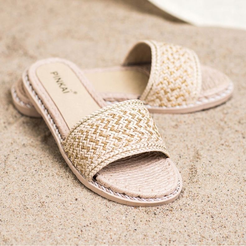 SHELOVET Ležerne pletene papuče bež 2