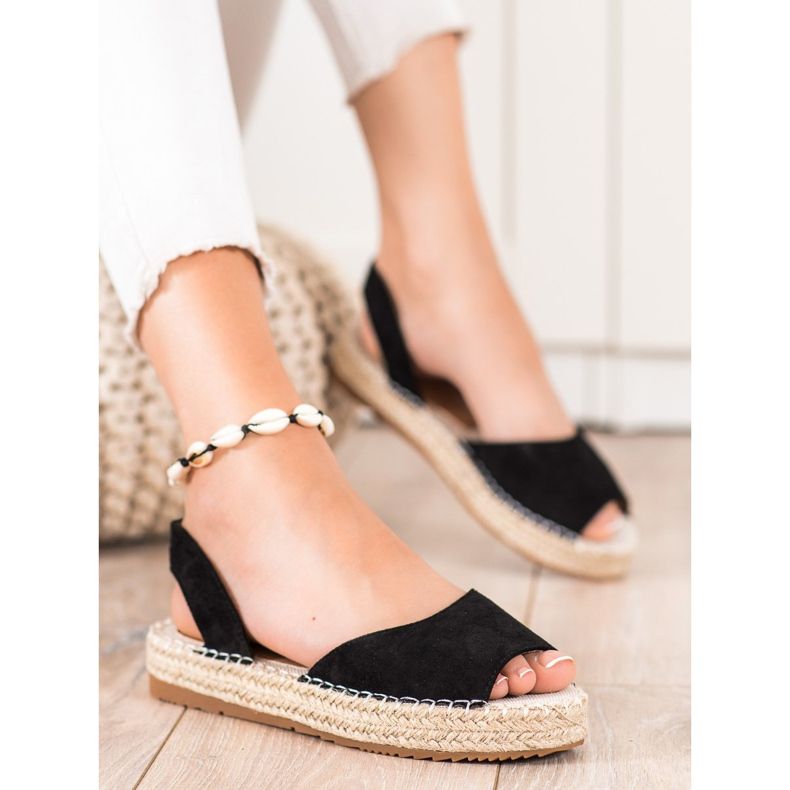 Ideal Shoes Klizne espadrile crno 1
